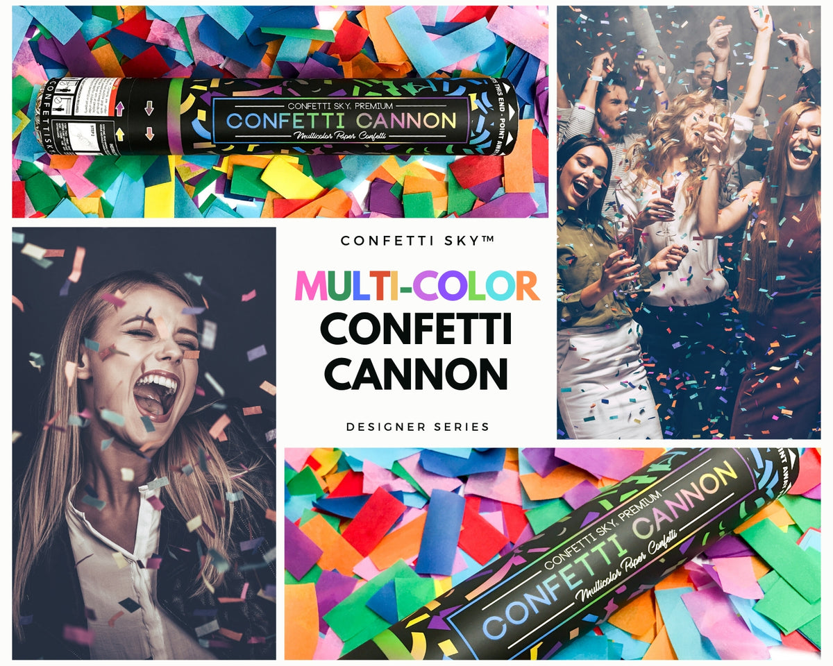  Multicolor Confetti Poppers 4 Pack, Confetti Cannon Party  Poppers Confetti Shooter for Events Birthday Celebration, Bulk Streamer  Blaster Cannon Star Launcher