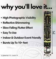 Gold Mylar Confetti Cannons | 6 PACK